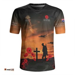 Australia Anzac Day V-Neck Rugby Jerseys - Australia Remember Orange V-Neck Rugby Jerseys