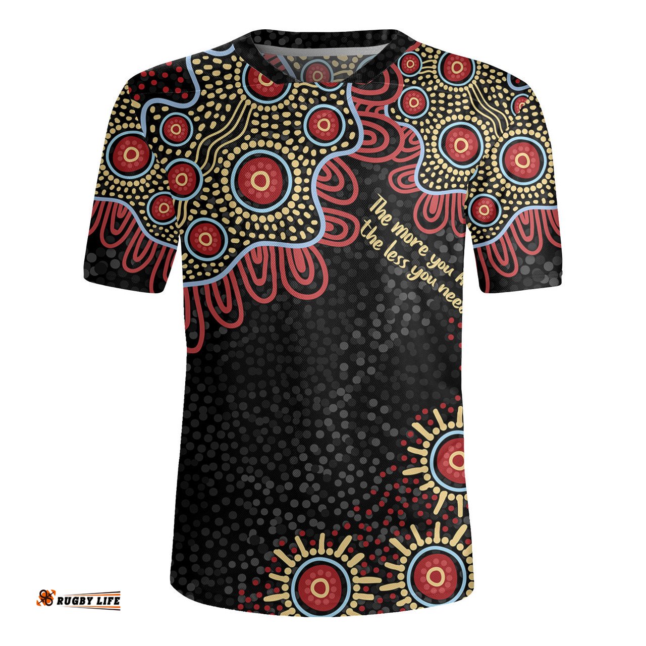Australia Aboriginal V-Neck Rugby Jerseys - The More You Know The Less You Need Red and Gold Patterns V-Neck Rugby Jerseys
