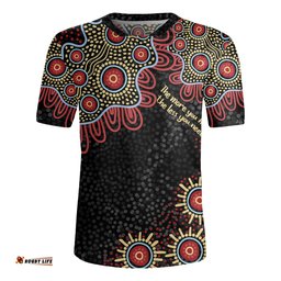 Australia Aboriginal V-Neck Rugby Jerseys - The More You Know The Less You Need Red and Gold Patterns V-Neck Rugby Jerseys