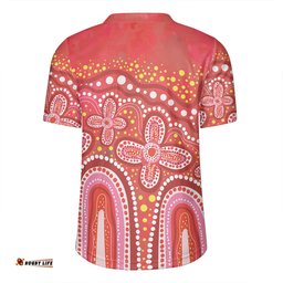 Australia Aboriginal V-Neck Rugby Jerseys - Dot painting illustration in Aboriginal style Red V-Neck Rugby Jerseys