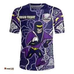 Melbourne Storm Grand Final Custom V-Neck Rugby Jerseys - Custom Melbourne Storm With Contemporary Style Of Aboriginal Painting V-Neck Rugby Jerseys