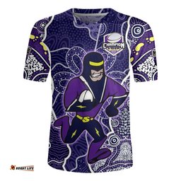 Melbourne Storm Grand Final Custom V-Neck Rugby Jerseys - Custom Melbourne Storm With Contemporary Style Of Aboriginal Painting V-Neck Rugby Jerseys