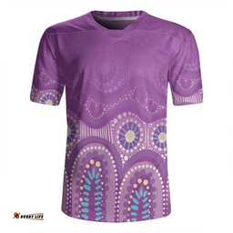 Australia Aboriginal Custom V-Neck Rugby Jerseys - Purple Aboriginal Dot V-Neck Rugby Jerseys