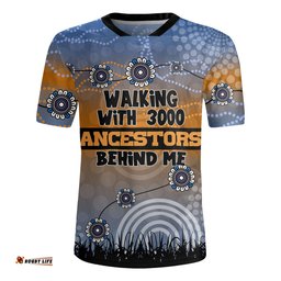 Australia Aboriginal V-Neck Rugby Jerseys - Walking with 3000 Ancestors Behind Me Blue Patterns V-Neck Rugby Jerseys