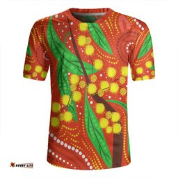 Australia Aboriginal V-Neck Rugby Jerseys - Aboriginal Dot Art Of Australian Yellow Wattle Painting V-Neck Rugby Jerseys
