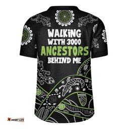 Australia Aboriginal V-Neck Rugby Jerseys - Walking with 3000 Ancestors Behind Me Black and Green Patterns V-Neck Rugby Jerseys