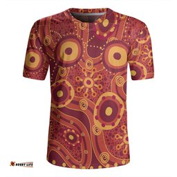 Australia Aboriginal V-Neck Rugby Jerseys - Red Aboriginal Dot Art Inspired V-Neck Rugby Jerseys