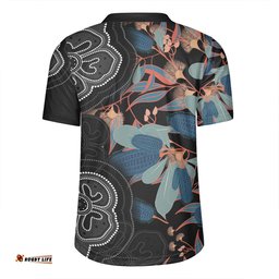 Australia Aboriginal V-Neck Rugby Jerseys - Australian Native Floral Seamless Pattern V-Neck Rugby Jerseys