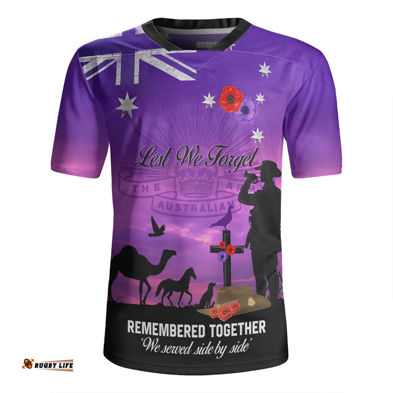 Australia Anzac Day V-Neck Rugby Jerseys - Anzac Day We Served Side By Side V-Neck Rugby Jerseys