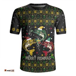 Australia Christmas Fishing Custom V-Neck Rugby Jerseys - Merry Fishmas Fishing Ugly Christmas V-Neck Rugby Jerseys