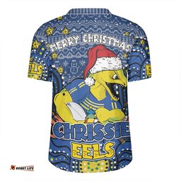 Parramatta Eels Christmas Custom V-Neck Rugby Jerseys - Christmas Knit Patterns Vintage Jersey Ugly V-Neck Rugby Jerseys