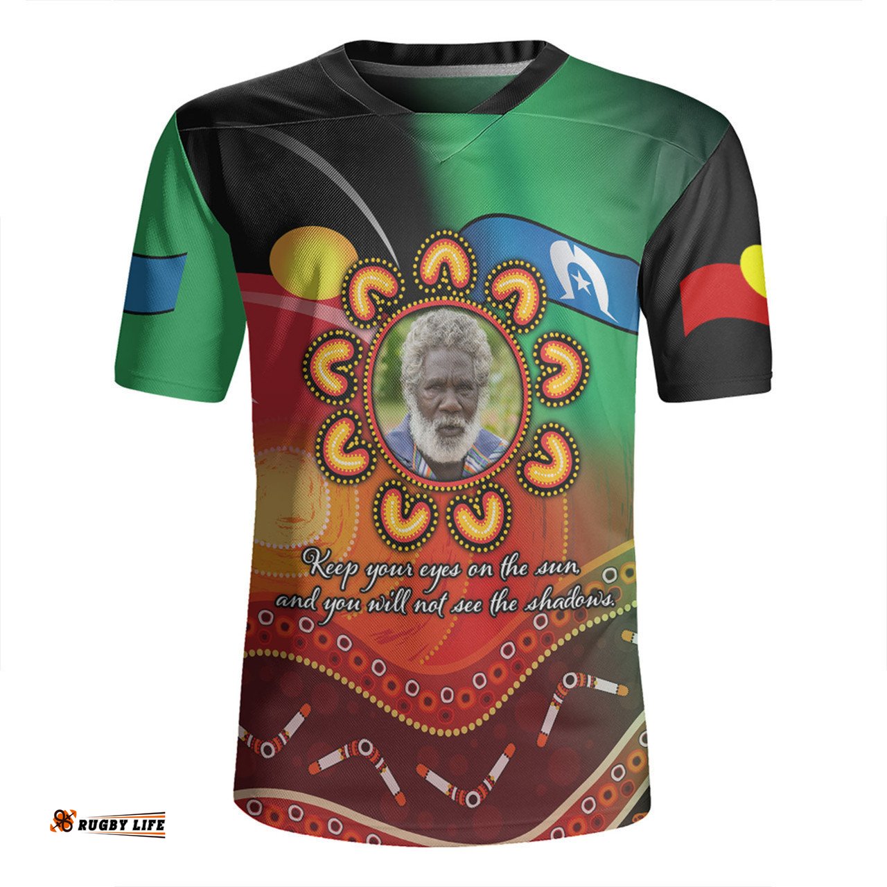 Australia Aboriginal Custom V-Neck Rugby Jerseys - Aboriginal Keep Your Eyes On The Sun Personalised Photo V-Neck Rugby Jerseys
