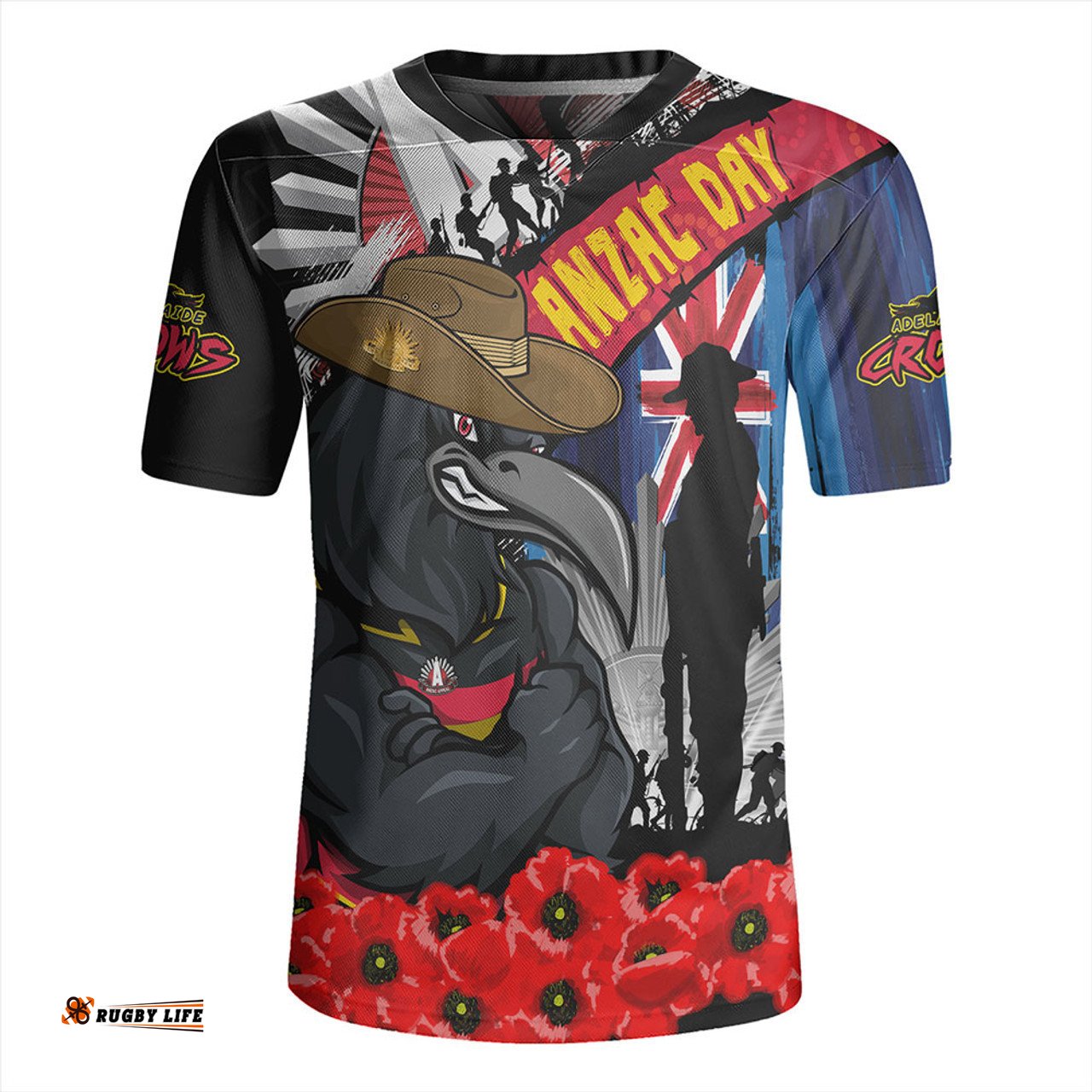Adelaide Crows V-Neck Rugby Jerseys Anzac Day Honor United In Spirit