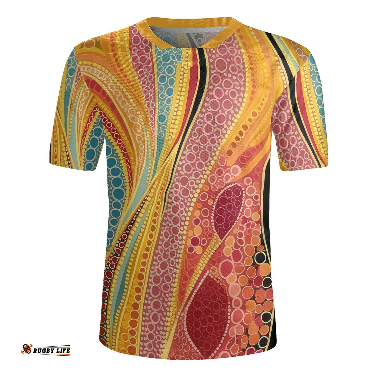 Australia Aboriginal V-Neck Rugby Jerseys - Aboriginal Indigenous Art Inspired Design V-Neck Rugby Jerseys