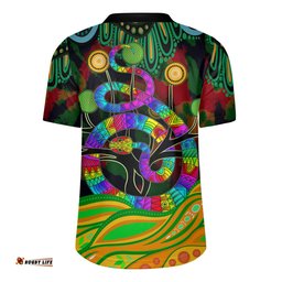 Australia Aboriginal V-Neck Rugby Jerseys - Australia Rainbow Snake And Tree Aboriginal Style V-Neck Rugby Jerseys