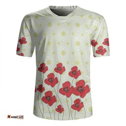 Australia Aboriginal V-Neck Rugby Jerseys - Poppy Flowers Background In Aboriginal Dot Art Style V-Neck Rugby Jerseys