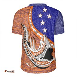 Australia South Sea Islanders V-Neck Rugby Jerseys - New Ireland Flag With Polynesian Shark Pattern V-Neck Rugby Jerseys