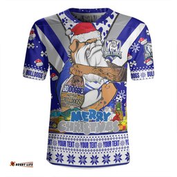 Canterbury-Bankstown Bulldogs Christmas Custom V-Neck Rugby Jerseys - Bulldogs Santa Aussie Big Things V-Neck Rugby Jerseys