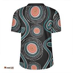 Australia Dot Painting Inspired Aboriginal V-Neck Rugby Jerseys - Aboriginal Green Dot Patterns Art Painting V-Neck Rugby Jerseys