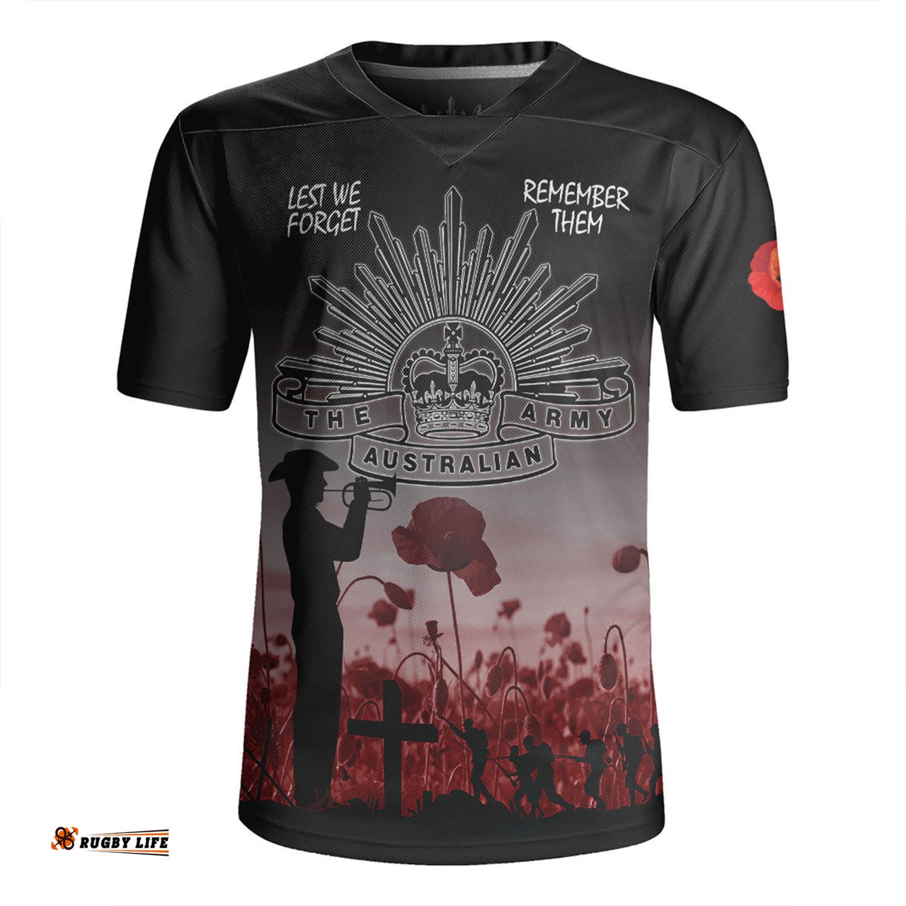 Australia Anzac Day V-Neck Rugby Jerseys - Lest We Forget Red V-Neck Rugby Jerseys