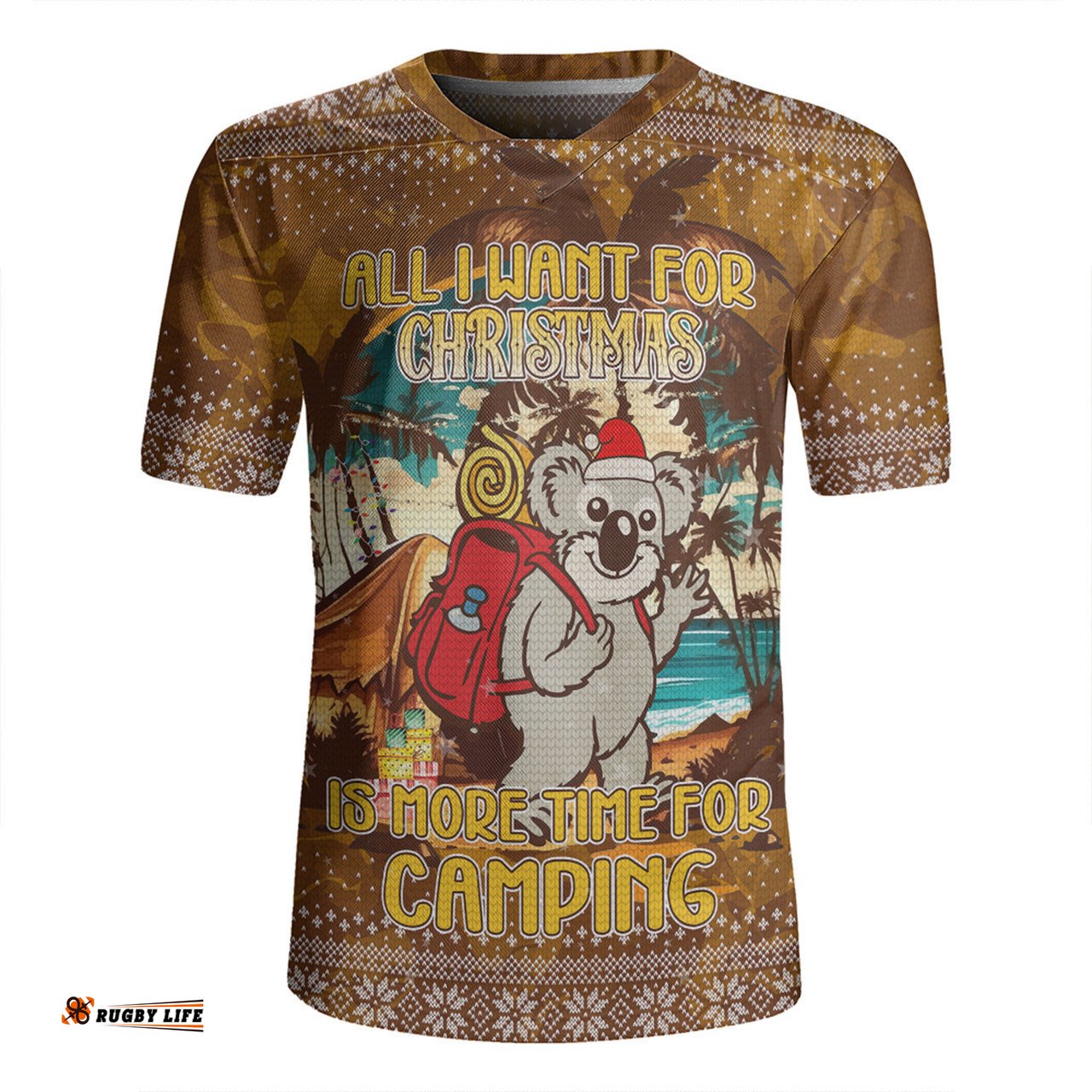 Australia Camping Christmas V-Neck Rugby Jerseys - All I Want For Xmas Is More Time For Camping V-Neck Rugby Jerseys