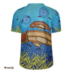 Australia Aboriginal V-Neck Rugby Jerseys - Aboriginal Mother And Baby Dugong Inspired Design V-Neck Rugby Jerseys