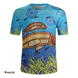 Australia Aboriginal V-Neck Rugby Jerseys - Aboriginal Mother And Baby Dugong Inspired Design V-Neck Rugby Jerseys