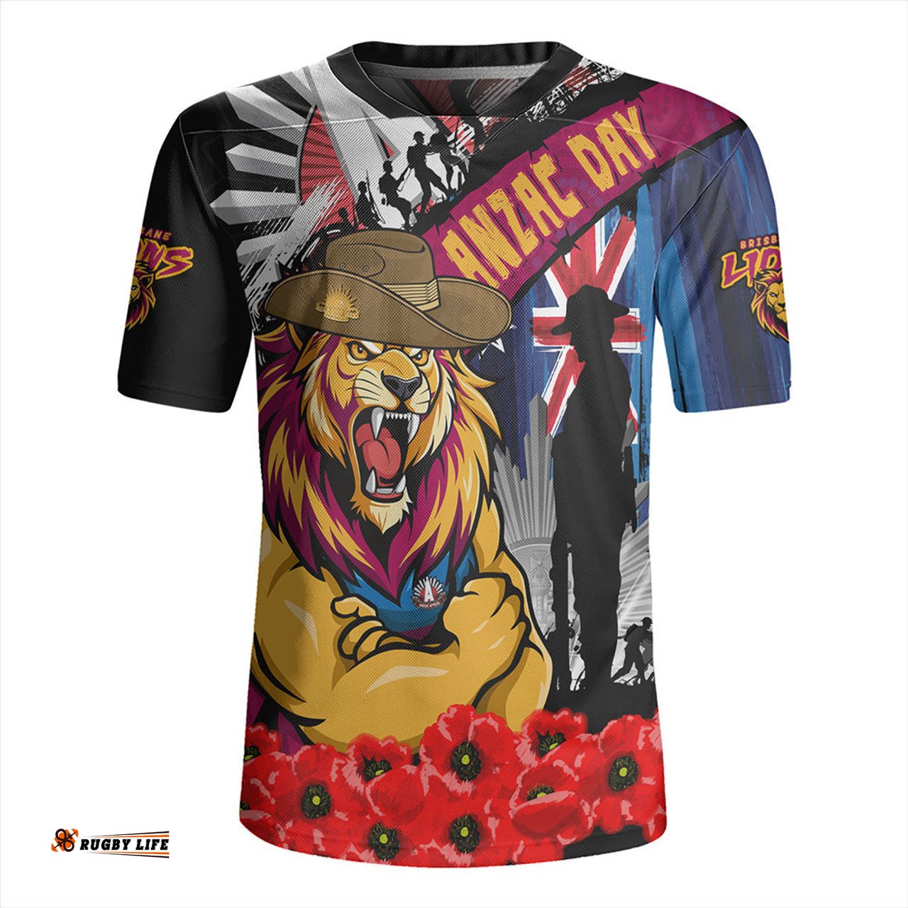 Brisbane Lions V-Neck Rugby Jerseys Anzac Day Honor United In Spirit