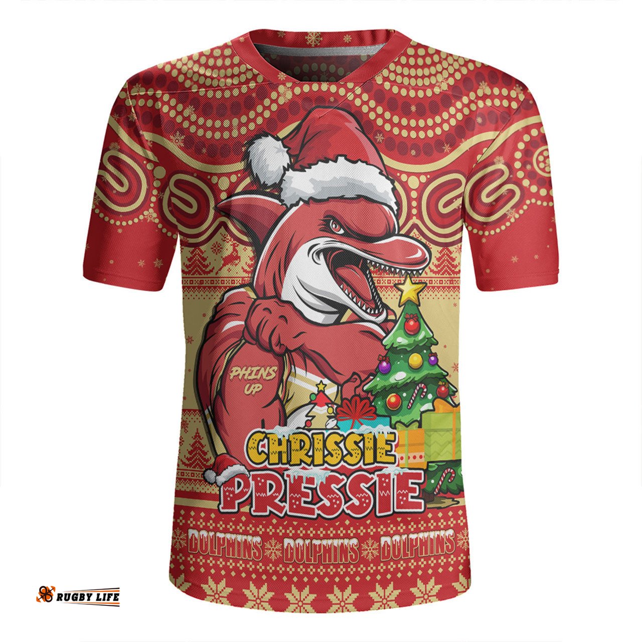 Redcliffe Dolphins V-Neck Rugby Jerseys Aussie Ugly Christmas For Die Hard Fan Supporters