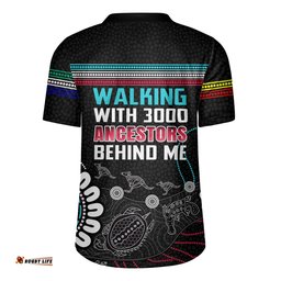 Australia Aboriginal V-Neck Rugby Jerseys - Walking with 3000 Ancestors Behind Me Black V-Neck Rugby Jerseys