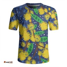 Australia Aboriginal V-Neck Rugby Jerseys - Australian Yellow Wattle Flower Artwork V-Neck Rugby Jerseys