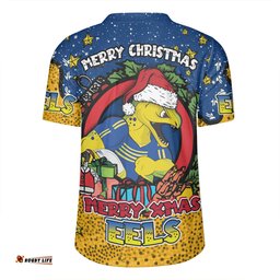 Parramatta Eels Christmas Custom V-Neck Rugby Jerseys - Merry Christmas Our Beloved Team With Aboriginal Dot Art Pattern V-Neck Rugby Jerseys
