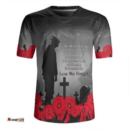 Australia Anzac Day Custom V-Neck Rugby Jerseys - Remembrance Day Soldier In A Red Poppies Field V-Neck Rugby Jerseys