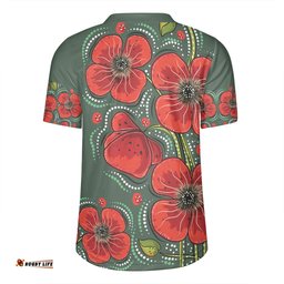 Australia Aboriginal V-Neck Rugby Jerseys - Aboriginal Style Australian Poppy Flower Background V-Neck Rugby Jerseys