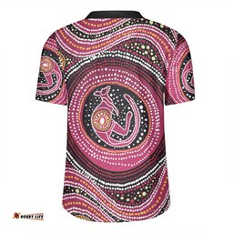 Australia Aboriginal V-Neck Rugby Jerseys - Aboriginal Background Featuring Kangaroo Dot Design V-Neck Rugby Jerseys