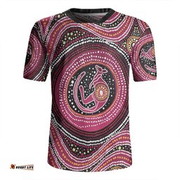 Australia Aboriginal V-Neck Rugby Jerseys - Aboriginal Background Featuring Kangaroo Dot Design V-Neck Rugby Jerseys