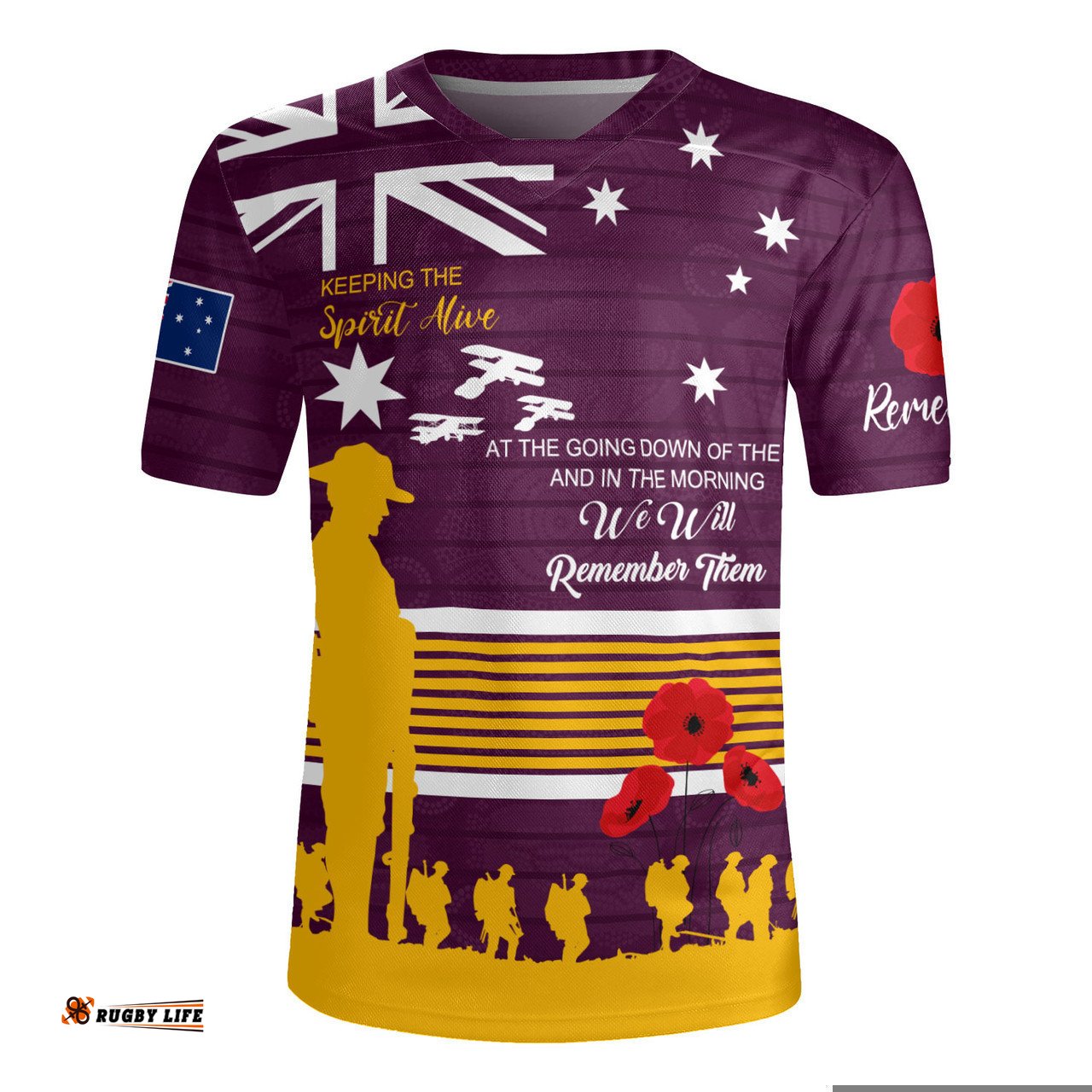 Australia Broncos Anzac Custom V-Neck Rugby Jerseys - Keeping the Spirit Alive V-Neck Rugby Jerseys