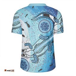 Australia Dot Painting Inspired Aboriginal V-Neck Rugby Jerseys - Aboriginal Dot Art With Crocodile V-Neck Rugby Jerseys