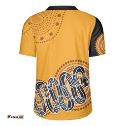 Australia Aboriginal Custom V-Neck Rugby Jerseys - Orange Rainbow Serpent Dreaming Inspired V-Neck Rugby Jerseys