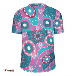 Australia Aboriginal V-Neck Rugby Jerseys - Pink Aboriginal Dot Art Inspired V-Neck Rugby Jerseys