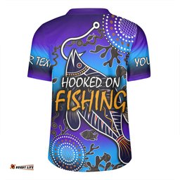 Australia Fishing Aboriginal Fishing Custom V-Neck Rugby Jerseys - Hooked On Fishing With Aboriginal Patterns V-Neck Rugby Jerseys