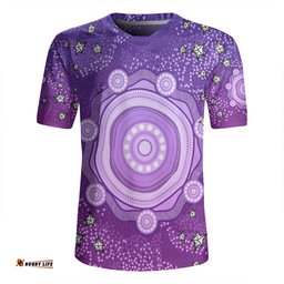 Australia Aboriginal Custom V-Neck Rugby Jerseys - Purple Dot Painting Art Washo V-Neck Rugby Jerseys