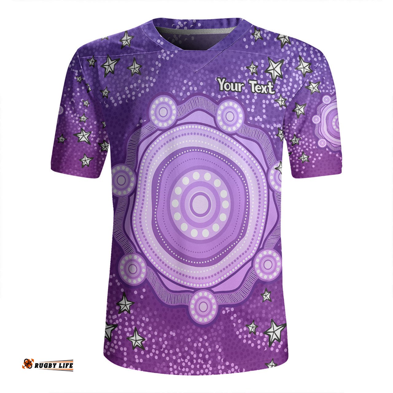 Australia Aboriginal Custom V-Neck Rugby Jerseys - Purple Dot Painting Art Washo V-Neck Rugby Jerseys