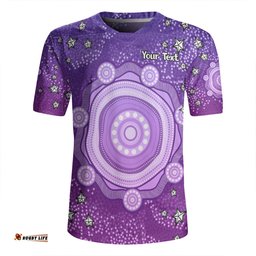 Australia Aboriginal Custom V-Neck Rugby Jerseys - Purple Dot Painting Art Washo V-Neck Rugby Jerseys