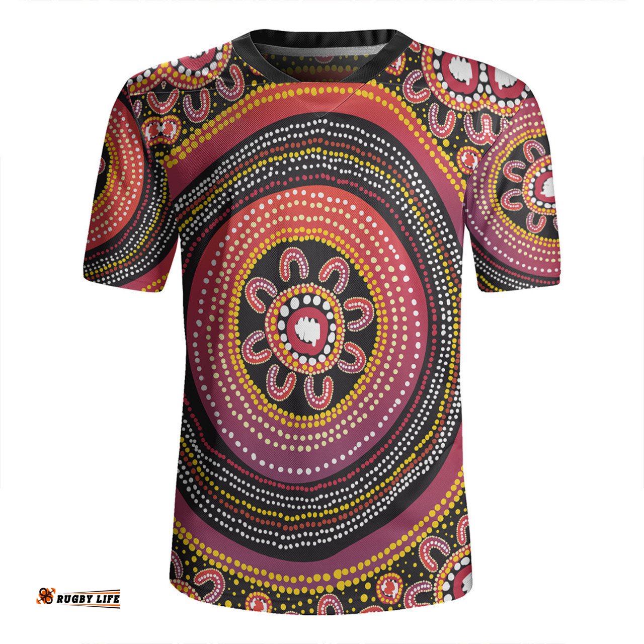 Australia Aboriginal V-Neck Rugby Jerseys - Aboriginal Dot Art Design V-Neck Rugby Jerseys