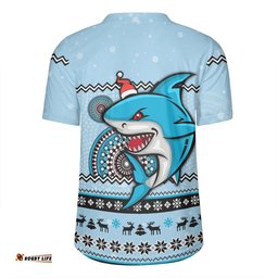 Cronulla-Sutherland Sharks Christmas Custom V-Neck Rugby Jerseys - Ugly Xmas And Aboriginal Patterns For Die Hard Fan V-Neck Rugby Jerseys