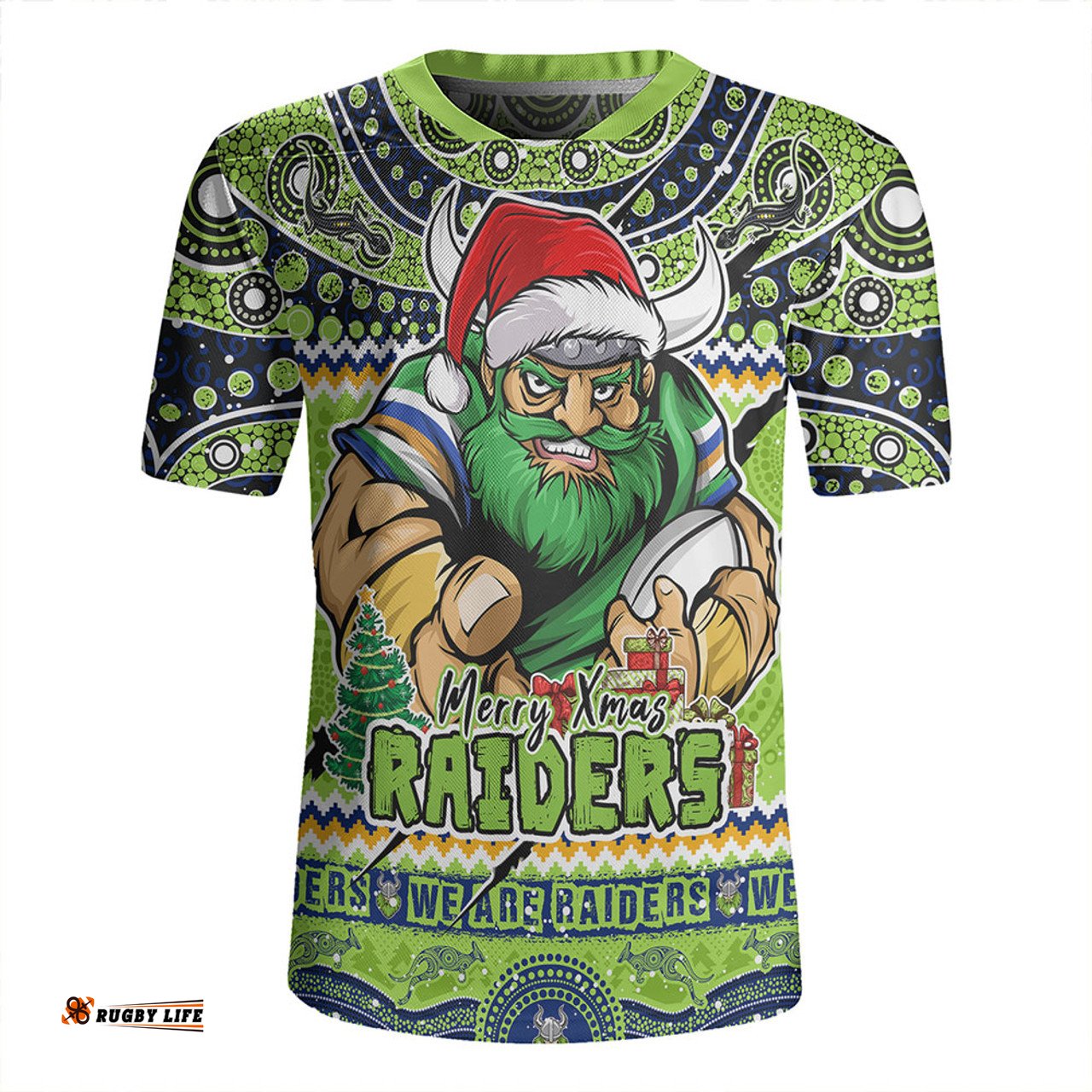 Canberra Raiders V-Neck Rugby Jerseys Aboriginal Xmas Special Ugly Christmas Style