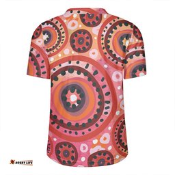 Australia Dot Painting Inspired Aboriginal V-Neck Rugby Jerseys - Circle In The Aboriginal Dot Art Style V-Neck Rugby Jerseys