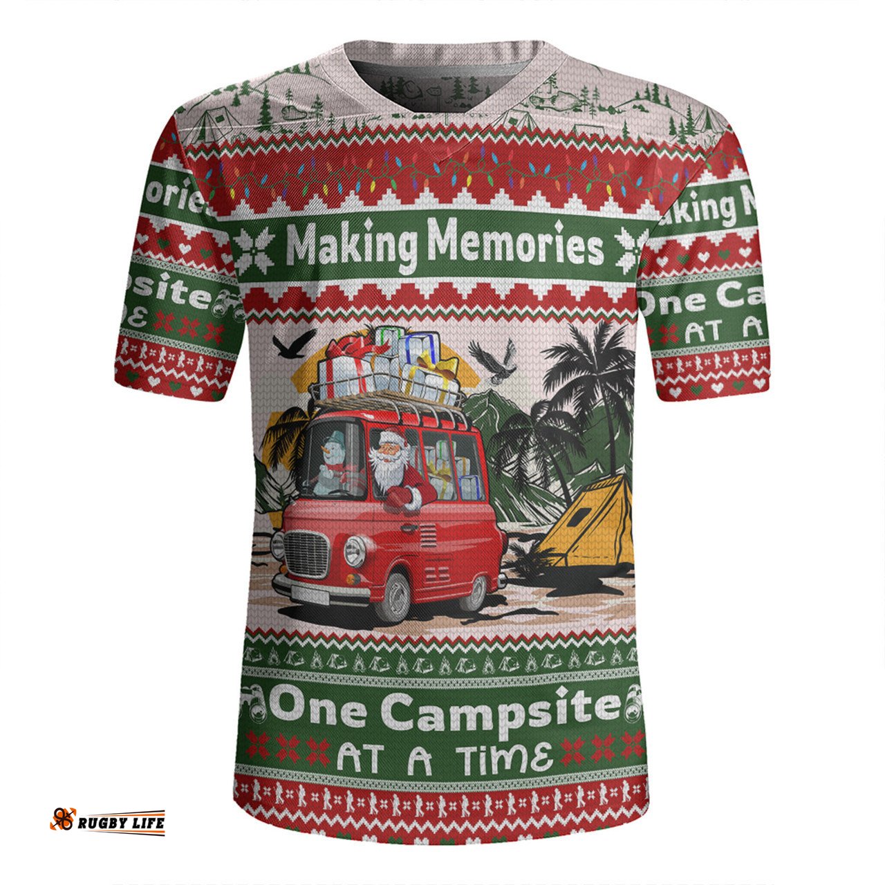 Australia Camping Christmas V-Neck Rugby Jerseys - Making Memories One Campsite At A Time V-Neck Rugby Jerseys