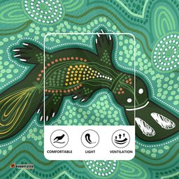 Australia Aboriginal V-Neck Rugby Jerseys - Aboriginal Green Platypus Art Inspired Design V-Neck Rugby Jerseys